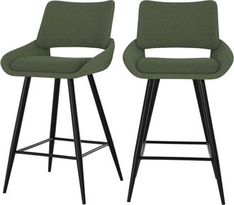 Rendez-Vous D&eacute;co Rendez-vous D&eacute;co - Set De 2 Sillas Para Isla Central En Tejido Boucl&eacute; Verde 66 Cm - Alfy