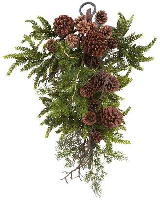 Nearly Natural 26In. Pine & Pinecone Teardrop