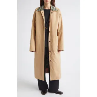 EENK Reversible Contrast Panel Cotton Coat in Beige at Nordstrom, Size Medium