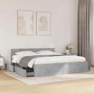Berkfield Home Bed Frame with Headboard without Mattress Concrete Grey 200x200 cm