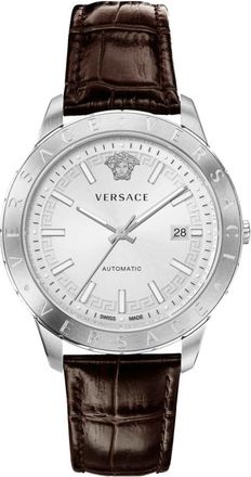 Versace Univers 43 mm - Heren - Horloges - Grijs - ONE Size - Leer - Accessoires