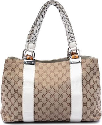 Gucci Pre-owned Gucci Medium GG Canvas Bamboo Libeccio Tote Ladies 232947 486628