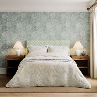 Sanderson Pyramus Cotton Duvet Cover Set in Gold | Size: Single