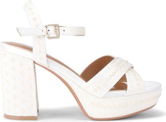 Kurt Geiger Womens Fleur Platform Sandals - White Fabric - Size UK 7