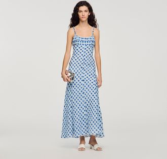 Sandro Gingham linen maxi dress