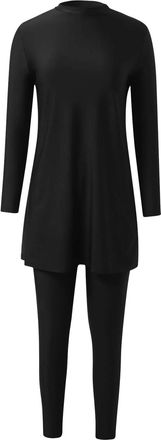 Generic 3 Pieces Burkini Swimwear for Ladies Full Coverage Modest Swimwear Women Muslim Swimsuit Long Sleeve Top Trousers and Hijab Set Full Body Bathing Suit