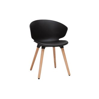 Miliboo Silla De Dise&ntilde;o Negra Y Madera Clara Wing