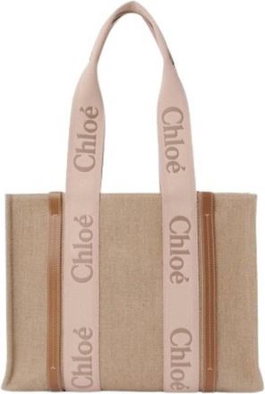 Chlo&eacute; Ladies Blushy Beige Woody Tote Bag In Linen