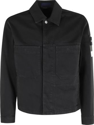 Stone Island Denim Overshirt - Heren - Zomerjassen - Zwart - M - Denim - Jassen