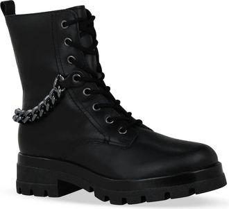 Bottero Womens Napoli Combat Boot In Black Leather