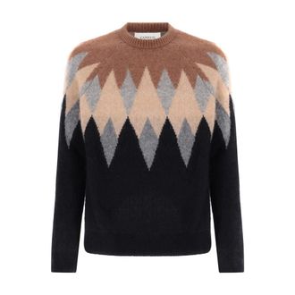 Laneus Cashmere Knitwear, male, Multicolor, Size: L Cashmere Silk Long Sleeve Knitwear with Round Neck