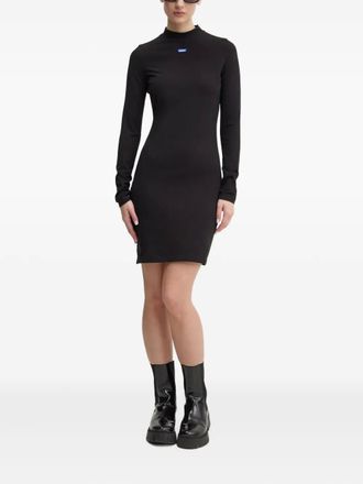 HUGO BOSS high-neck long-sleeve dress - Black