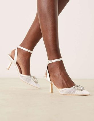 Be Mine Bridal - Zoha - Scarpe da sposa color avorio con tacchetti a spillo e decorazione-Bianco