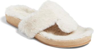 Jack Rogers Jacks Comfort Cozy Sandal Womens White Faux Fur Slip-On JOBB1458