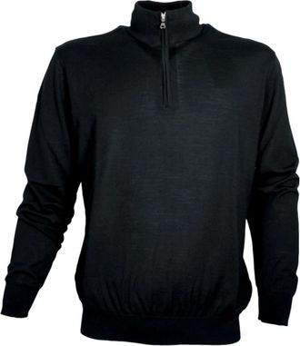 Paul & Shark Dolcevita met ritssluiting - Heren - Coltruien - Zwart - 2XL - Wol - Truien & Vesten