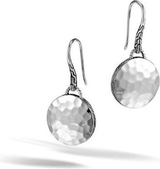 John Hardy Dot Hammered Silver Drop Earrings - EB7154