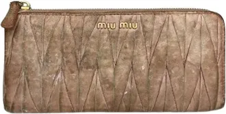 Miu Miu Pre-owned Wallets, female, Beige, Size: ONE SIZE Pre-owned Leather Wallet