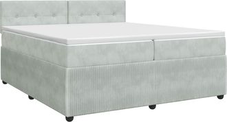 vidaXL Cama Box Spring Con Colch&oacute;n Gris Claro 200 X 200 Cm Terciopelo Vidaxl