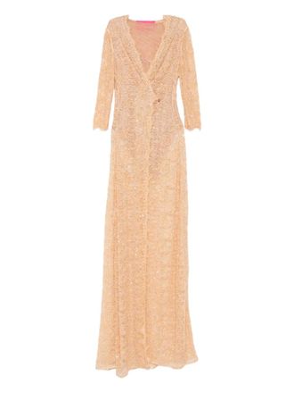 Miau by Clara Rotescu lace maxi dress - women - Silk/Polyamide/Elastane - 46 - Neutrals