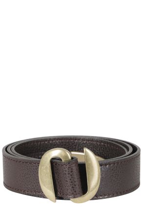 Orciani Dark Brown Pegaso Slim Embossed Leather Belt