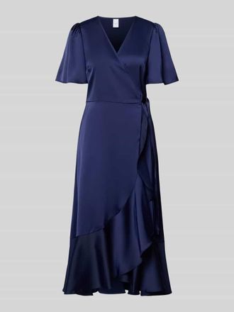Vero Moda Cocktailkleid mit Volantsaum Modell THEA in Marine, Gr&ouml;&szlig;e 34
