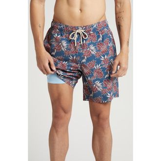 Fair Harbor The Bayberry Swim Trunks in Navy Crimson Leaves at Nordstrom, Size Large