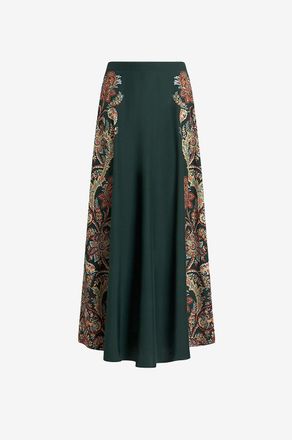 Etro Ausgestellter langer Seidenrock mit floralem Paisley-Print