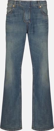 Balmain Mens Low Waist Straight Leg Jeans Blue - Size: 32/36