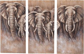 Schubiger M&ouml;bel Wandschmuck Elefant Holz 3-teilig H: 118 cm
