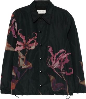 Dries Van Noten Mens Vorries Nylon Shirt Jacket - Black - Size Medium