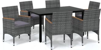 vidaXL Vidaxl - Juego Muebles Jard&iacute;n 7 Pzas Con Cojines Rat&aacute;n Sint&eacute;tico Gris