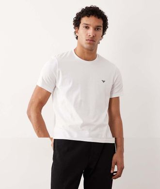 Emporio Armani Confezione da 2 T-shirt blu e bianca con logo-Bianco