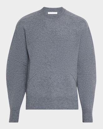 Helmut Lang Mens Pintuck Seam Boiled Wool Crewneck Sweater