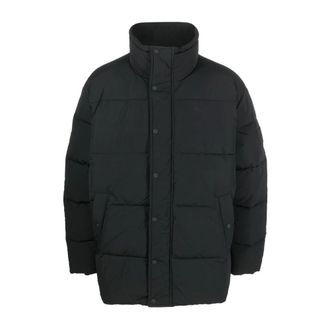 Calvin Klein Jeans Down Jackets, male, Black, XL, Badge oversized puffer