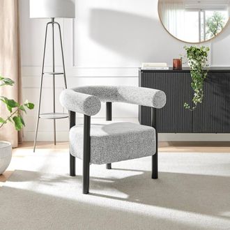 Furniturebox Mirabel Fabric Accent Tub Chair in Grey