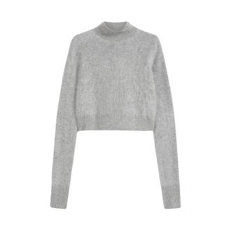 Sportmax Grijze kasjmier trui met hoge hals - Dames - Cashmere truien - Grijs - S - Kasjmier - Truien & Vesten