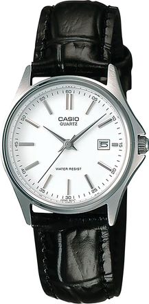 Casio Womens Black Leather Band Silver Dial Analog Watch - LTP-1183E-7A