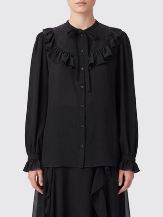 Chlo&eacute; Silk Shirt with Pussy-Bow Collar and Ruffle Details