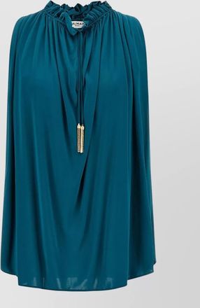Balmain viscose sleeveless pleated blouse