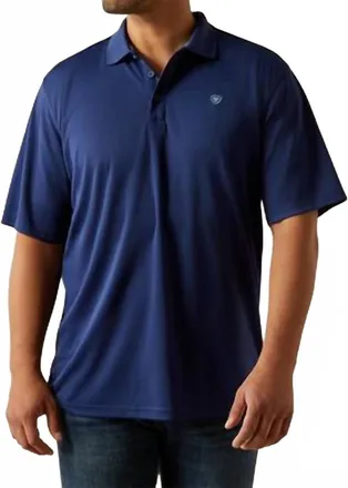 Ariat Mens Tek Short Sleeve Polo Shirt In Blue Depths