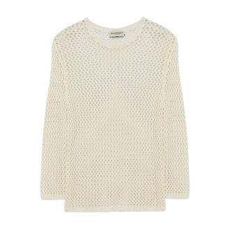 Roy Rogers Maglia girocollo in mesh di cotone - female - Roy Rogers - Round-neck Knitwear - Beige - M - Knitwear
