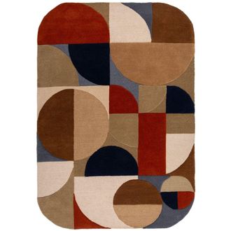 Flair Rugs Alfombra de lana terracota, beige, marr&oacute;n y azul 120x170cm