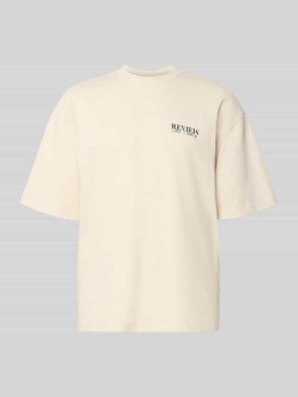 Review T-Shirt mit Logo-Print und Rundhalsausschnitt in Ecru, Gr&ouml;&szlig;e XXL