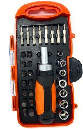 Trade Shop Trade Shop - Kit 30 Pz Cacciaviti A Cricchetto Multiuso Inserti Punte A Croce Torx Esagonali