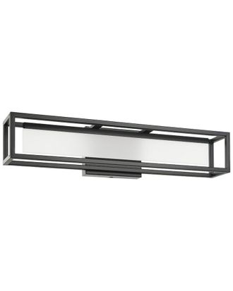 Eglo Eglo Gualajo 1 Light Integrated Led Bath/Vanity Light With Matte Black Finish & White Acrylic Shade