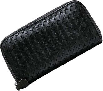Bottega Veneta Black Leather Long Wallet (Bi-Fold) (Pre-Owned)