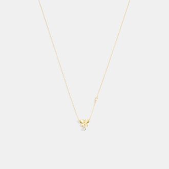 Coach Womens Butterfly Stone Pendant Necklace - Gold Metal - One Size