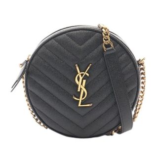 Saint Laurent Pre-owned Cross Body Bags, female, Black, Size: ONE SIZE Pre-owned Vinyl Monogram Leather Shoulder Bag