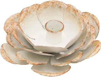 Foreside Home And Garden Abeline Flower Taper White Candle Holder at Nordstrom