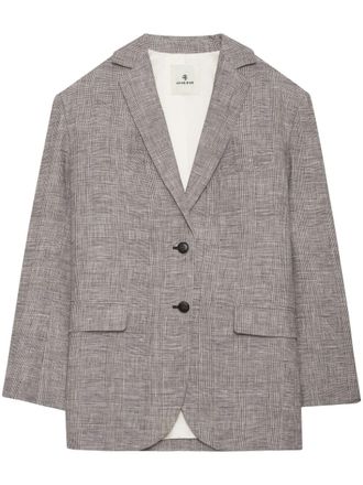 Anine Bing Quinn plaid linen blazer - Neutrals